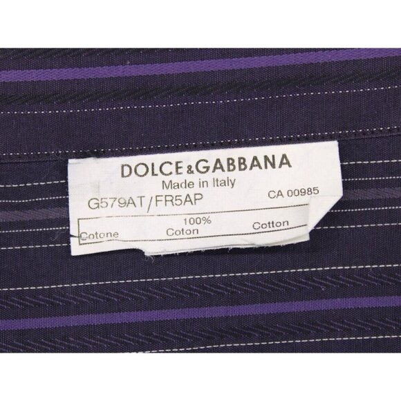Dolce & Gabbana Men's Purple/Black Striped Classic Fit Long Sleeve Sz 16 - Picture 7 of 7